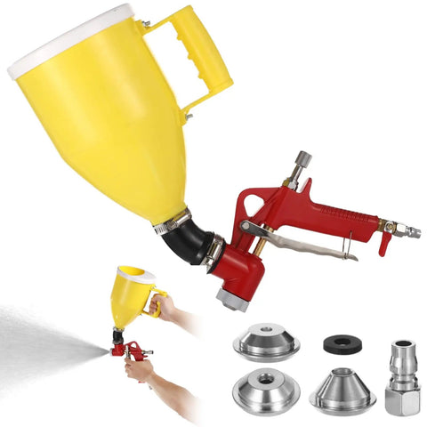 Built Tough Pneumatic Drywall Texture Sprayer Hopper With Bent Tube And No Fuss Top Ups Using 0.8 Gallon Cup And Three Quick Swap Tips for walls and ceilings.