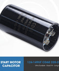 124 149 Uf Round CD60 Motor Start Capacitor 165 Vac Plus Or Minus 20 Percent For 50 60 Hz AC Motors shown at an angle