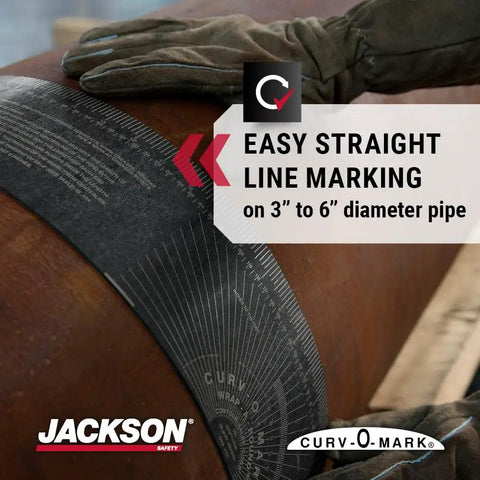 Wrap-A-Round Pipe Measuring Tool For Fittings, Pro Grade Heat Resistant Tape in use on 3 to 6 inch diameter pipe.