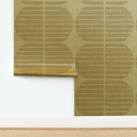 High End Geometric Stripe Gold Metallic Wallpaper For Walls Super Sleek Fibrous Finish in textured design, 2ft by 27ft roll.