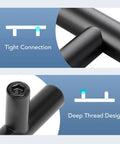 Close-up of Thirty Pack Four Inch Hole Center Cabinet Pulls Matte Black Finish with tight connection and deep thread design.