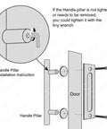 Installation diagram of Two Pack 12 Inch Sliding Barn Door Handle Set, Heavy Duty Stainless Steel Flush Pull Hardware.