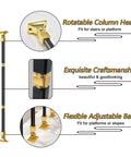 Solid Heavy Duty Adjustable Black Square Aluminum Deck Balusters And Stair Railing Spindles, 8 Pack showing rotatable head and adjustable base.
