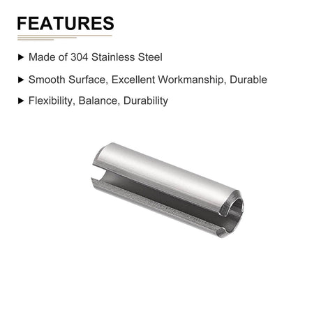 Slotted Spring Pin Set 6mm x 20mm Stainless Steel Roll Pins 10 Pack for Home Workshop Projects Heavy Duty 304 Stainless Dowel Pin Silver Fastening Pin for Machinery and Equipment