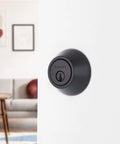 Matte Black Transitional Single Cylinder Deadbolt Lock For Home Security ANSI Grade 2 1 Inch Bolt installed on door