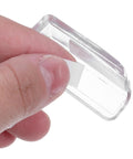 Hand holding PVC Corner Guards for Tables and Cupboards, 4 Pack L Shaped Edge Protectors, Easy Install Desk Safety Bumpers