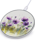 Watercolor Purple Flowers Wireless Charger 10W Fast Charging Pad Slim Portable Charging Station For Phone Lightweight Travel Desk Home Office Mat Qi Certified Ultra Slim Non Slip Surface