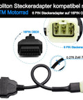 OBD2 OBDII 6 Pin 16 Pin Diagnostic Adapter Cable For KTM Motorcycles Plug And Play Connector Lead with close-up of connectors