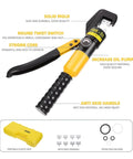 Heavy Duty Hydraulic Crimping Pliers With Electric Terminals Machine Crimper Press Cable Lug Kit showing ergonomic anti-skid handle.