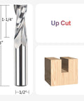 SpeTool Upcut Spiral CNC router bit, front view, 1/2" shank, 1/2" cutting diameter, solid carbide for wood