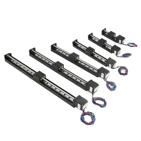 Amp Up Your CNC Rig With This Badass Smooth T Type Sliding Table Rail Packed With A Nema11 28mm Stepper Motor And TB6600 Driver To Master XYZ Axis Builds Choose 50mm To 300mm Strokes For Flexibility And Less Wiring Mess With Smooth Reliable Action., linear rail assembly with Nema11 motor and wired carriage