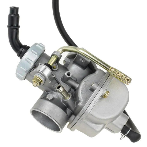 Close-up of PZ20 Carburetor Upgrade for 50cc to 125cc Chinese Kids ATV Quad Dirt Bike Go Kart 4 Stroke Engines, plug and play