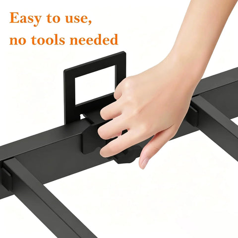 Keep Your Mattress Locked Tight With These Adjustable Non Slip Grippers For Metal Bed Frames And Box Springs Quick No Tools Setup Stops Nighttime Shifting Cold 6 Piece Retainer Bars Black hand adjusting a mattress retainer bar