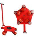Built Like A Rock Heavy Duty Machinery Mover Skates With Quick 360 Spin For Factory Equipment Gliding, red polyurethane wheels for ease of movement.