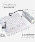HITOO 8 Inch Square Recessed Ceiling Light, 3CCT, Dimmable, White, 2 Pack with junction box and spring clips.