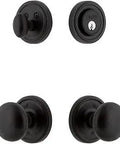 Loch Rosette Door Hardware Combo Pack With Keep Knob In Black Iron Dope Matte Black Rosette Plate Sleek Vintage Modern Door Knob Set