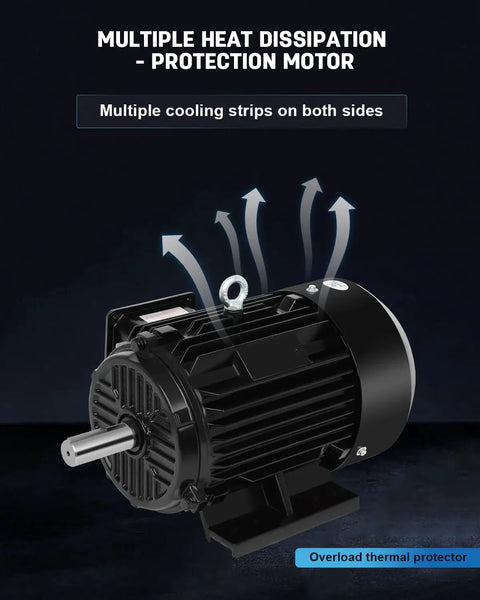 5HP Three Phase Electric Motor With 1480 And 1770 RPM, 184T Frame, showcasing cooling strips and overload protection