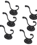 Heavy Duty Double Claw Wall Hooks, Vintage Style Metal Coat Racks With Full Setup Kit, six black oval hooks.