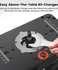 Dead Nuts Precise Router Lift For 65MM And 69MM Wood Routers with easy above-the-table bit change feature and wrench.