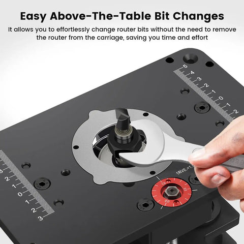 Dead Nuts Precise Router Lift For 65MM And 69MM Wood Routers with easy above-the-table bit change feature and wrench.