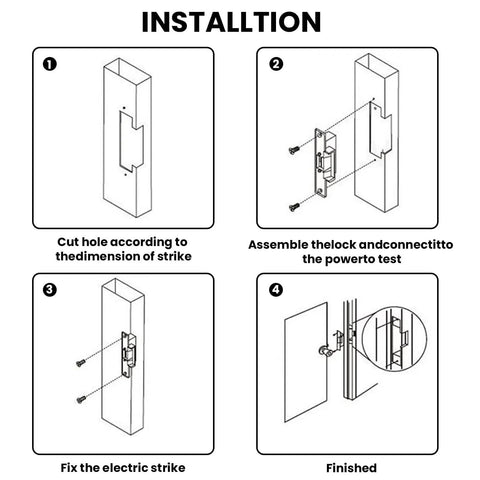 Installation guide for Top Shelf Heavy Duty Electric Door Strike Lock For Hassle Free Access Control Setup with step-by-step diagrams.
