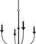 Southcrest Dope Four Light Matte Black Chandelier Dimmable Ceiling Light For Bedrooms Kitchens Dining Living Rooms Candle Shaped