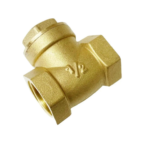 One Way Brass Swing Check Valve Non Return With BSP Female Thread For Plumbing One Half Inch To Two Inch Sizes Durable Brass Body Easy Install Plug And Play Friendly For Water Irrigation And Home Plumbing Systems, 1/2in brass valve