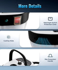 Close-up of Powerful 2500W Handheld Steam Cleaner with 6 speed high pressure, watertight switch, cooling holes, and slip prevention handle