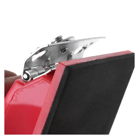 Close-up of Rectangle Sandpaper Holder With Secure Metal Clips Locks Grit Paper Tight, showing metal clips and soft grip.
