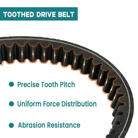 Coleman KT196 CK196 T Go Kart Drive Belt for 30 Series Torque Converter detailed view with precise tooth pitch and abrasion resistance.