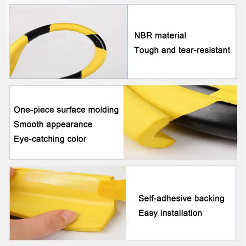 Rubber Foam Edges Protector for Sharp Corners 5m Long Black and Yellow Self Adhesive Wall Guards detail showing NBR material and adhesive back