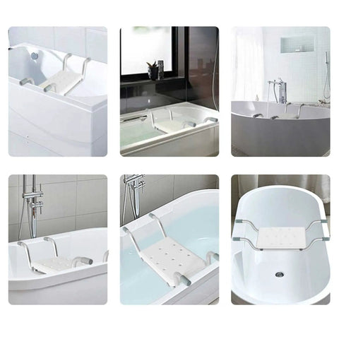 Heavy Duty Aluminum Bath Bench Seat for tub, adjustable width 22.8 to 34.6 inches, various tub setups, safe for elderly and disabled