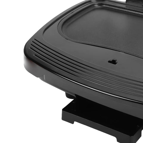 Close-up of Haofy 1000W Electric Indoor Grill Panini Press with removable nonstick plates for easy cleanup.