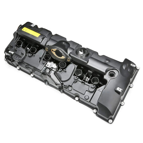 N52 Engine Valve Cover Kit With Oil Cap And PCV Hose For BMW 125i 128i 130i 323i 328i XDrive 525i, black valve cover.