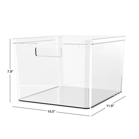 Extra Large Clear Plastic Pantry Organizer Bins With Handy Handles For Oversized Pantry Items 12 By 10.5 By 8 Inches BPA Free