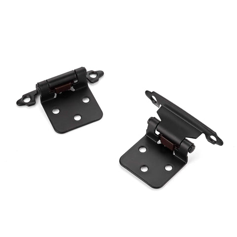 50 Pack 25 Pairs Half Inch Overlay Cabinet Hinges Self Closing Semi Concealed Face Mount Matte Black Hardware