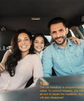 Auto suede headliner fabric with foam backing in a car interior; family of three smiling in the front seats.