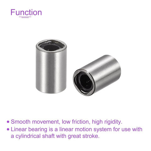 LM4UU Linear Ball Bearing Kit for 3D Printers 4mm Bore 8mm OD 12mm Length 2 Pack showing two bearings