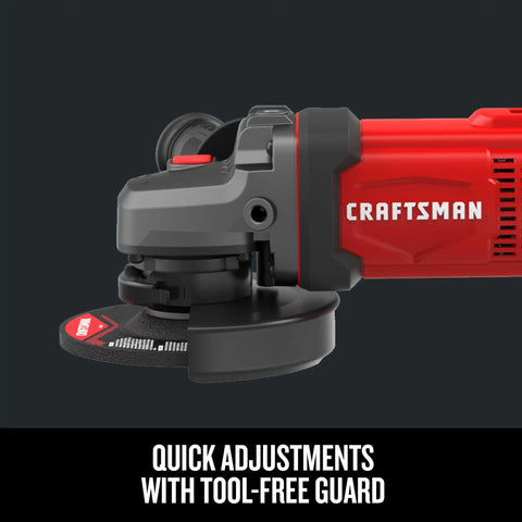 V20 Angle Grinder Four And A Half Inch Compact Tool Only 8500 RPM with tool-free guard for quick adjustments