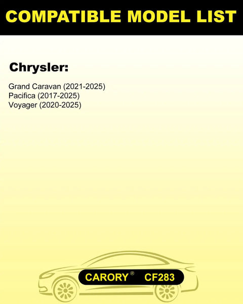 Chrysler Cabin Air Filter With Activated Carbon For Pacifica 2017 To 2025 Grand Caravan 2021 To 2025 Voyager 2020 To 2025 model list