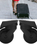 2 Pcs A52 Quiet Single Row Wheel for Suitcases; black PP and PET material, silent and durable, smooth rolling, travel use.