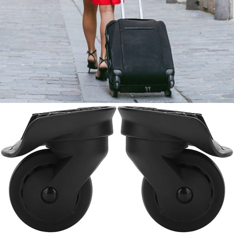 2 Pcs A52 Quiet Single Row Wheel for Suitcases; black PP and PET material, silent and durable, smooth rolling, travel use.