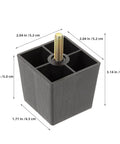 6 Piece Metal Furniture Leg Set With M8 Threaded Leveling Feet Built To Last Corrosion Proof And Wear Resistant Square tapered black metal leg, 2.04 x 1.77 x 3.14 in