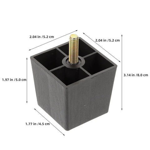 6 Piece Metal Furniture Leg Set With M8 Threaded Leveling Feet Built To Last Corrosion Proof And Wear Resistant Square tapered black metal leg, 2.04 x 1.77 x 3.14 in