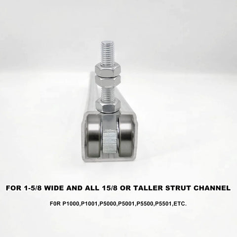 4 Wheel Trolley Assembly With Silent M10 Bolts And Nuts For Use With 1-5/8 Inch Wide Or Taller Post Channels front view