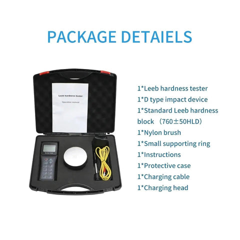 Sl 150 Digital Leeb Hardness Tester Meter And Heavy Duty Durometer Gauge For Steel And Metal Alloys package details and contents.
