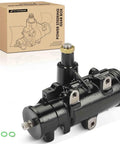 Top Notch Direct Fit Power Steering Gearbox Replacement Fits Chevrolet C1500 C2500 Suburban, black housing, detailed view.