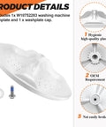 2026 Upgraded Washer Washplate With Center Cover Replacement for Front Load Washers Easy Install Durable Nylon Construction Includes Cap And Screw Replaces W10834890 W10609476 AP5956378 3452757 PS10064549, white plastic washplate with cap and screw