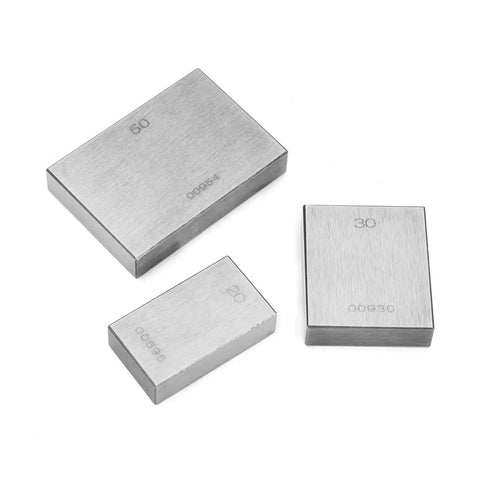 Heavy Duty 38 Piece Hss Tool Steel Gauge Block Set Ranging From 1 To 100Mm With Insanely Precise 0 0001Mm Calibration Rating For Router And Table Saw Tools showing 20mm, 30mm, and 50mm blocks.