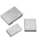 Three pieces from the Shop Pro 38 Piece High Speed Steel Gauge Block Set showing precise measurements for woodworking.